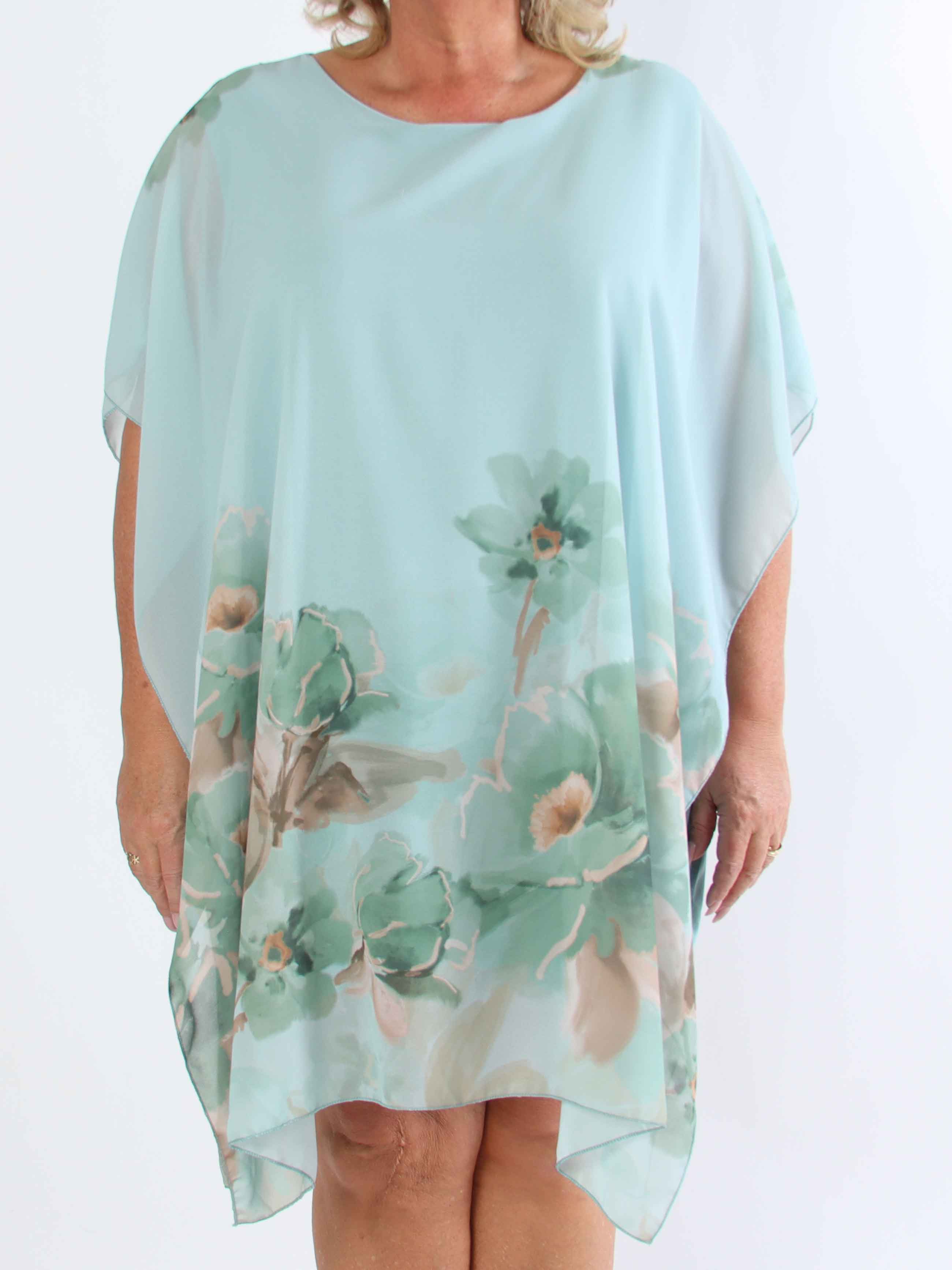 Mirabella - Plus size tunikakjole med chiffonlag og underkjole i viskose